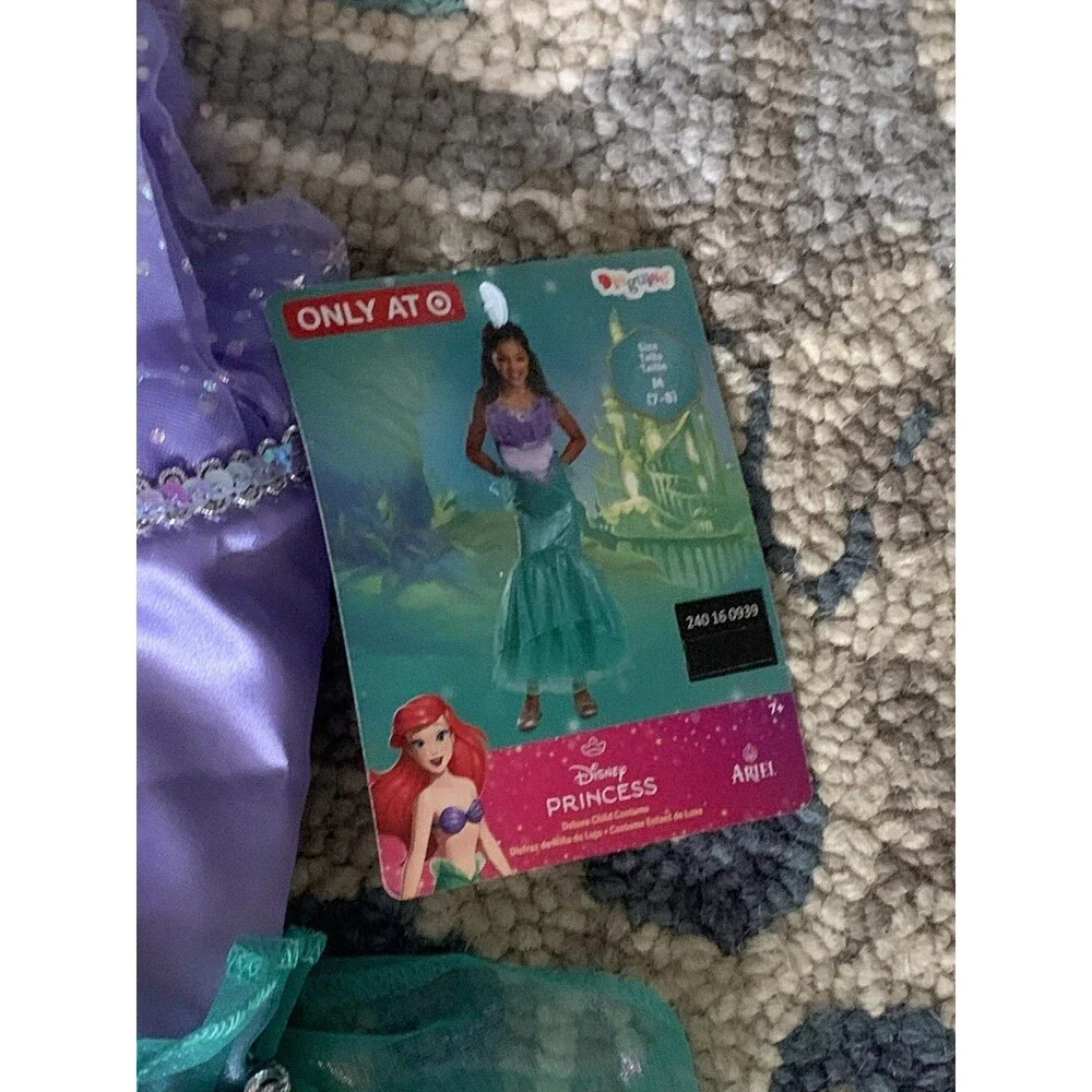 New Ariel The Little Mermaid Costume w/Wig Girls M (7/8) Cosplay Halloween